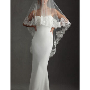 Twigs & Honey 'Lace' White Cotton Blusher Veil Size OS